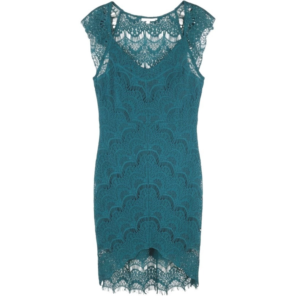 Intimately Free People Peek A Boo Lace Dress Peacock Teal Blue Green Medium NWT